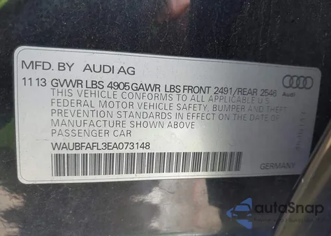 2014 Audi A4 2.0T Premium из США, поврежденный, VIN WAUBFAFL3EA073148